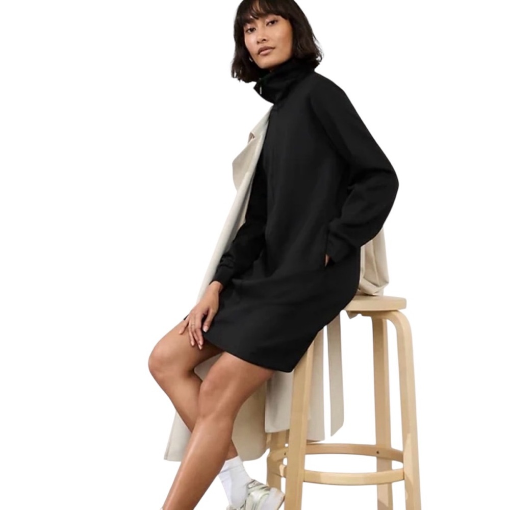 Athleta Allure Dress Large NWT 1/4 Zip  Athleisure Everyday Sporty Casual Black